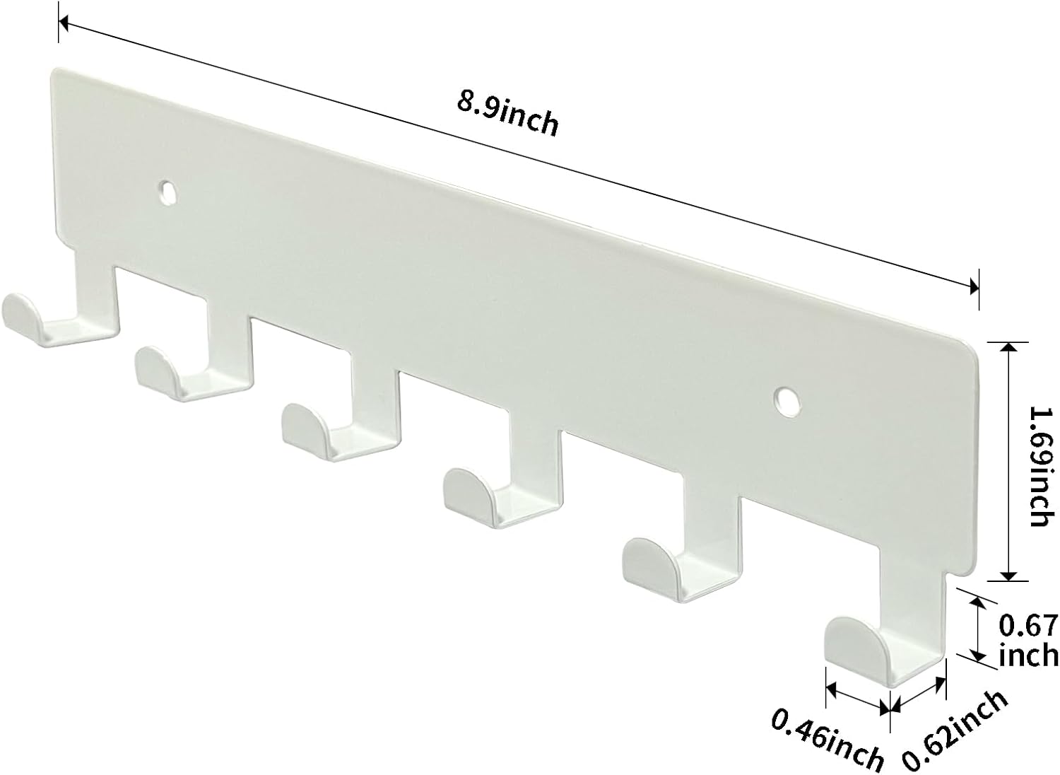 GTK Key Holder for Wall, Key Hooks with 6 Hooks, Wall Mounted Key Holder for Hallway, Self Adhesive Key Rack(White)