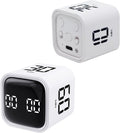 Productivity Timer Flip Gravity Sensor Cube Timer Countdown & Countup,Mute & Vibrate & Sound，5/10/30/60min & Custom Timing, Perfect for ADHD,Work,Learning,Kitchen Cooking (2 White)