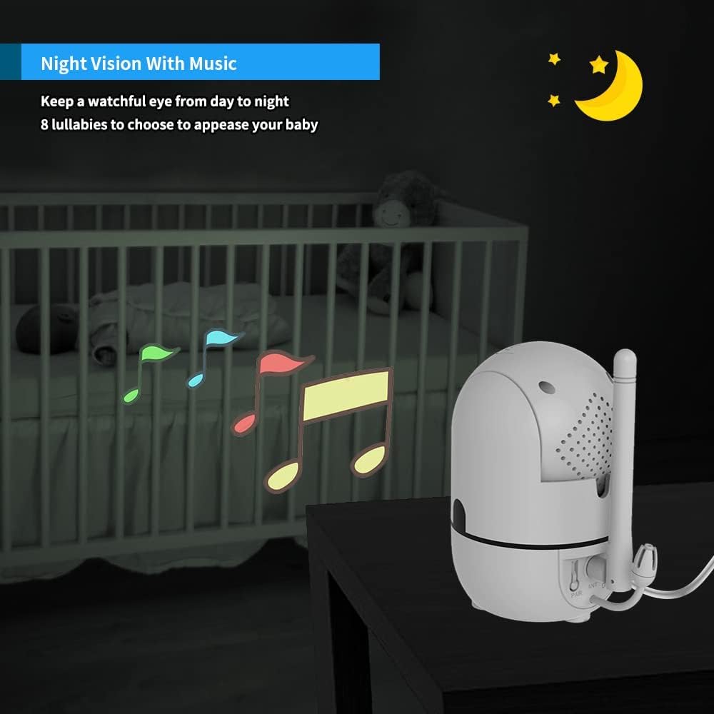 HelloBaby 5" Screen Baby Monitor with 3 Cameras - No WiFi HB6550 Video Baby Monitor, 1000ft Long Range, ECO, 26 Hour Battery, Pan-Tilt-Zoom Night Vision, Temperature Sensor & 2-Way Audio, 8 Lullabies