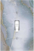 Decorative Light Switch Cover Colored Art Marble Golden Line 1 Gang Single Toggle Device Electrical Faceplate Switchplates Decorator Outlet Wall Plate For Bathroom Kitchen Decor