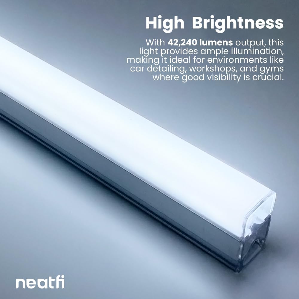 Neatfi LED Ceiling Garage Lights, 42,240 Lumens, 6500K, Ceiling Lights for Garage, Auto Shops, Car Detailing, Workshop, Gym, Basement, Warehouse, Barber Shop & Beauty Salons (12 Arrows, Cool White)