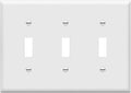 ENERLITES Triple Light Switch Wall Plate, Gloss Finish, Standard Size 3-Gang 4.50" x 6.38", Unbreakable Polycarbonate Thermoplastic, 8813-W, White