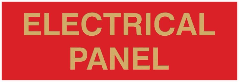 All Quality Basic Electrical Panel Sign - Fire Regulation Safety Compliance Sign - Red/Gold - Small (1 Pack)