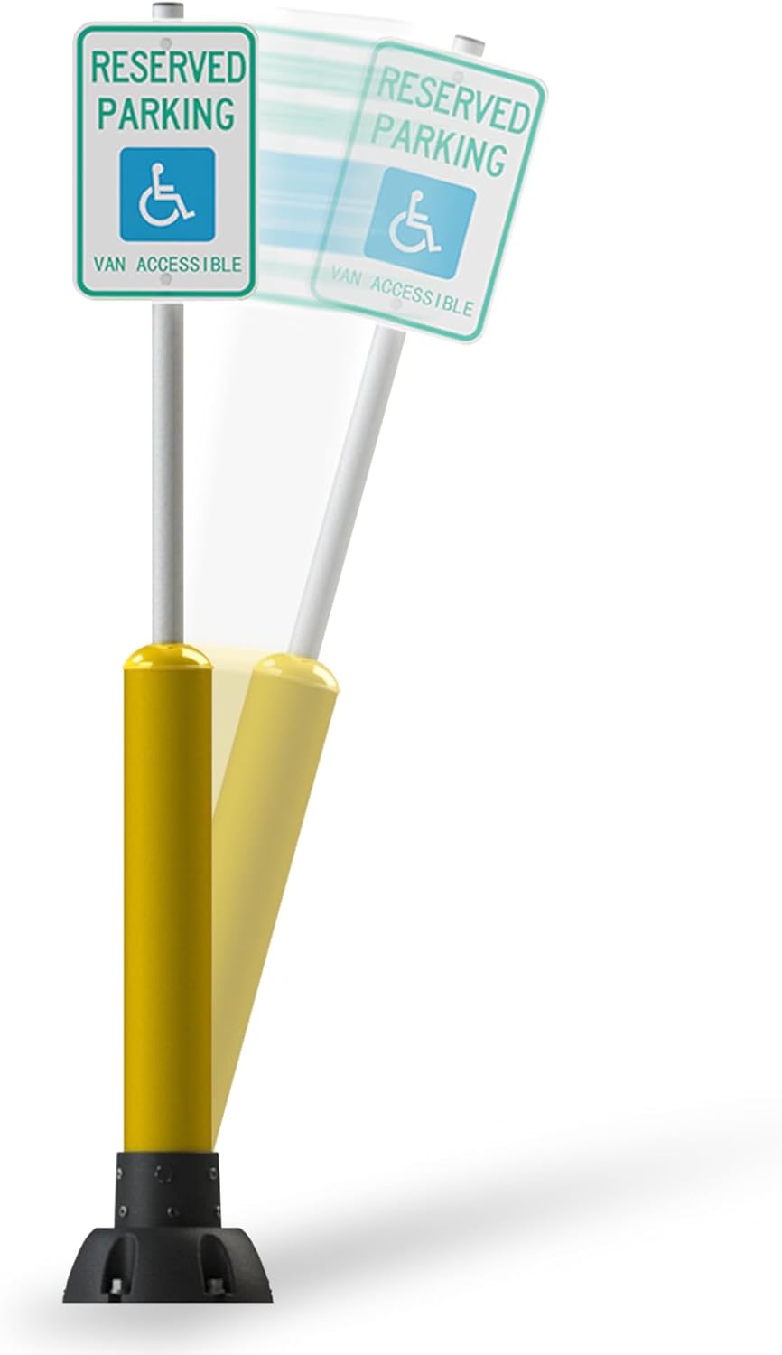 Impact Recovery - SlowStop Rebounding Bollard Sign Post - Handicap Parking Sign - Bollard Post - Made in the USA - 78” Van Accessible Signage