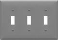 ENERLITES Triple Light Wall, Toggle Switch Plate, Gloss Finish, 3-Gang Standard Size 4.50" x 6.38", Unbreakable Polycarbonate Thermoplastic, UL Listed, 8813-GY, Gray