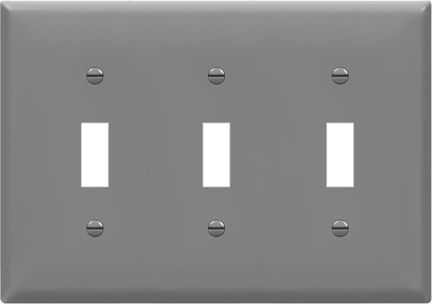 ENERLITES Triple Light Wall, Toggle Switch Plate, Gloss Finish, 3-Gang Standard Size 4.50" x 6.38", Unbreakable Polycarbonate Thermoplastic, UL Listed, 8813-GY, Gray