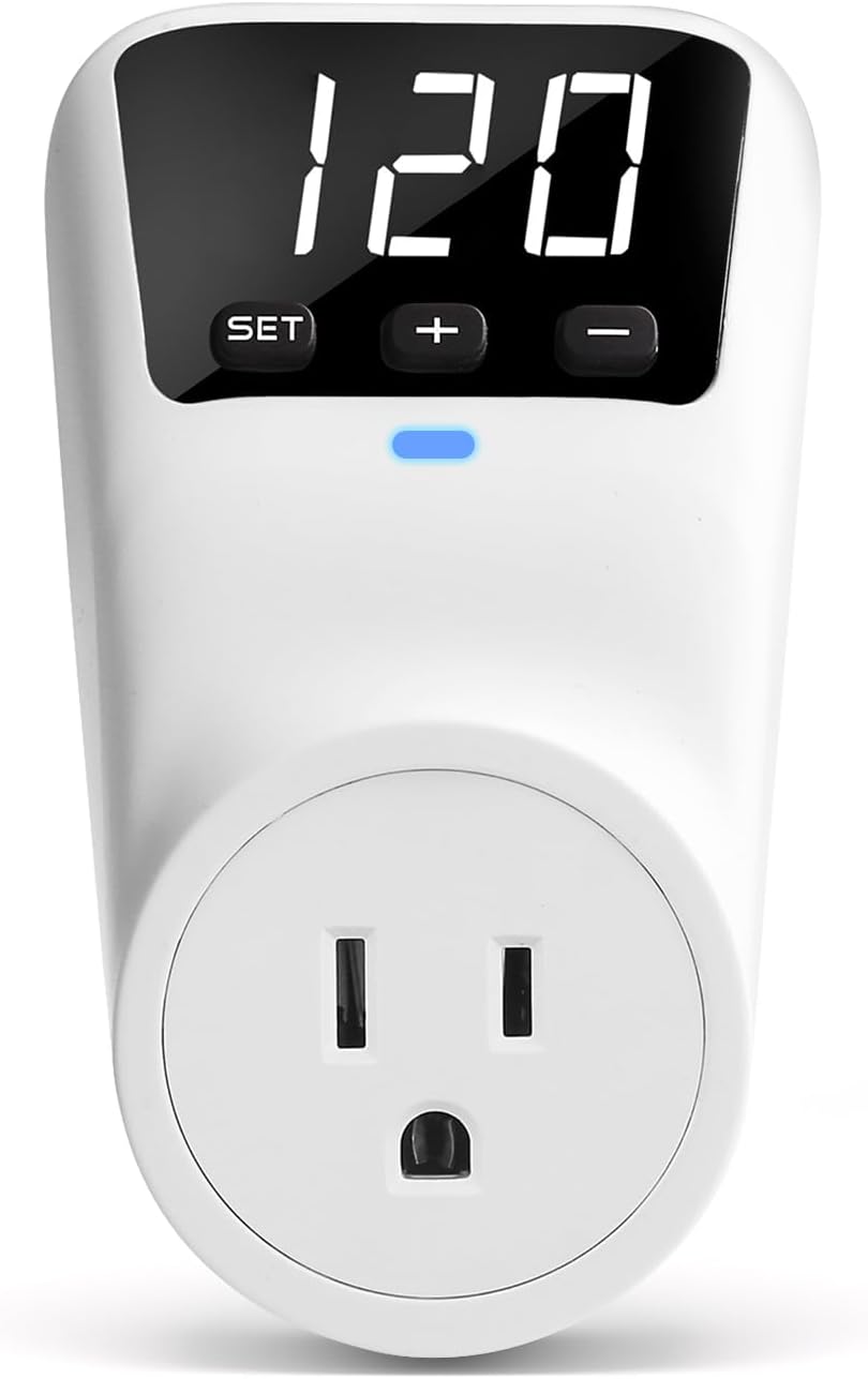BSEED Voltage Protector Electronic Surge Protector Outlet, 1800W Wall Surge Protector for Refrigerator, TV, PC, Home Appliance, Voltage Regulator with LED Display Screen, Adjustable, 15A, 120V, 1 Pack