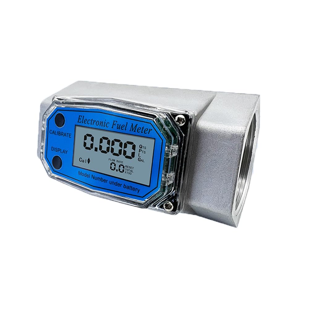 Turbine Flow Meter - 2 inch Fuel Flow Meter with LCD Display,Thread Flowmeter Stainless Steel Turbine Flow Meter for Measure Diesel Kerosene and Water (Stainless Steel, 2 inch)