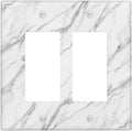 Decorative Outlet Covers Modern Grey Marble Texture 2 Gang Light Switch Cover Plate Double Rocker Wall Plates for Electrical Outlets Switch Plate Covers for Bedroom Kitchen Home Decor