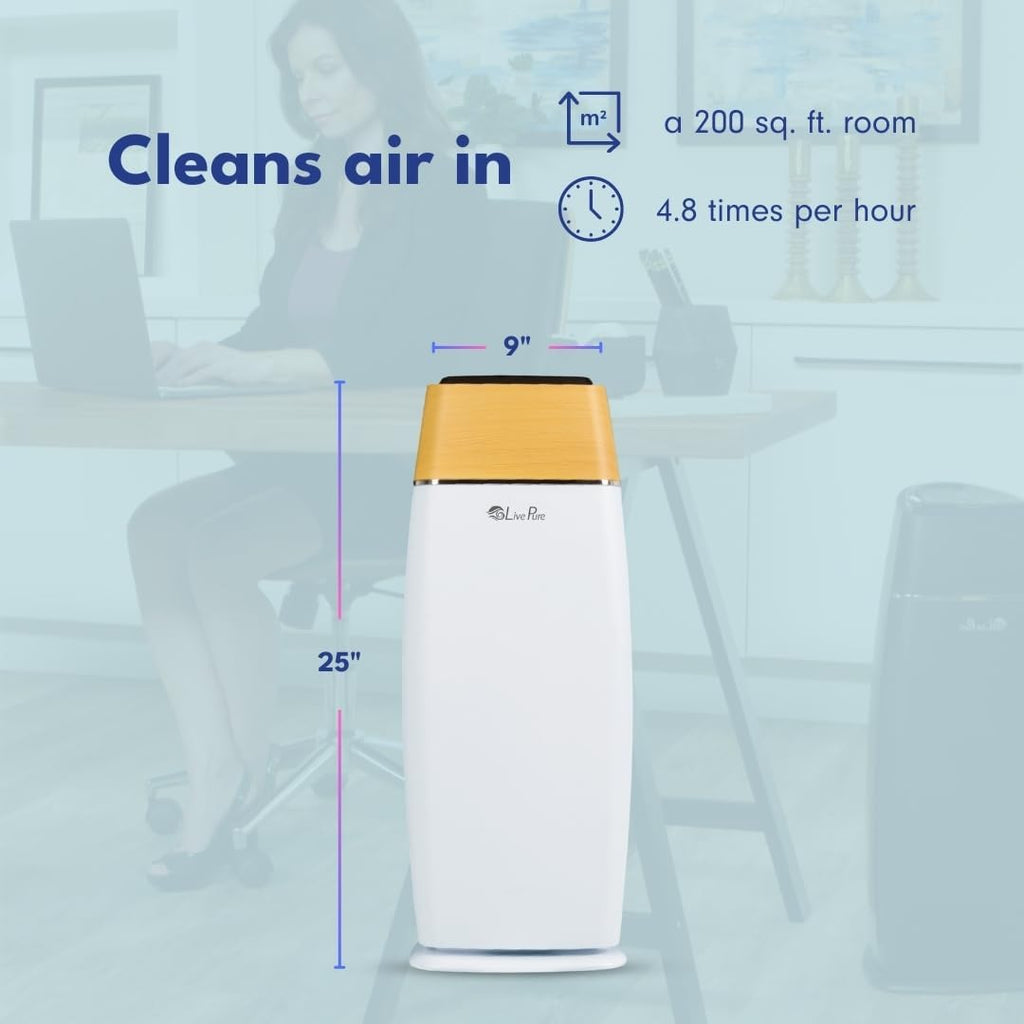 LivePure LP260TH-B Sierra Series True HEPA Digital Tall Tower Air Purifier for Home Captures Allergens, Smoke, Pollen, Mold, Dust Mites, Pet Hair, Energy Star Certified, Mahogany/Black