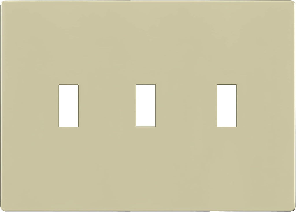 ENERLITES Screwless Triple Toggle Switch Wall Plate, Child Safe Light Switch Cover, Standard Size 3-Gang 4.68" x 6.53", Unbreakable Polycarbonate Thermoplastic, UL Listed, SI8813-I, Glossy, Ivory