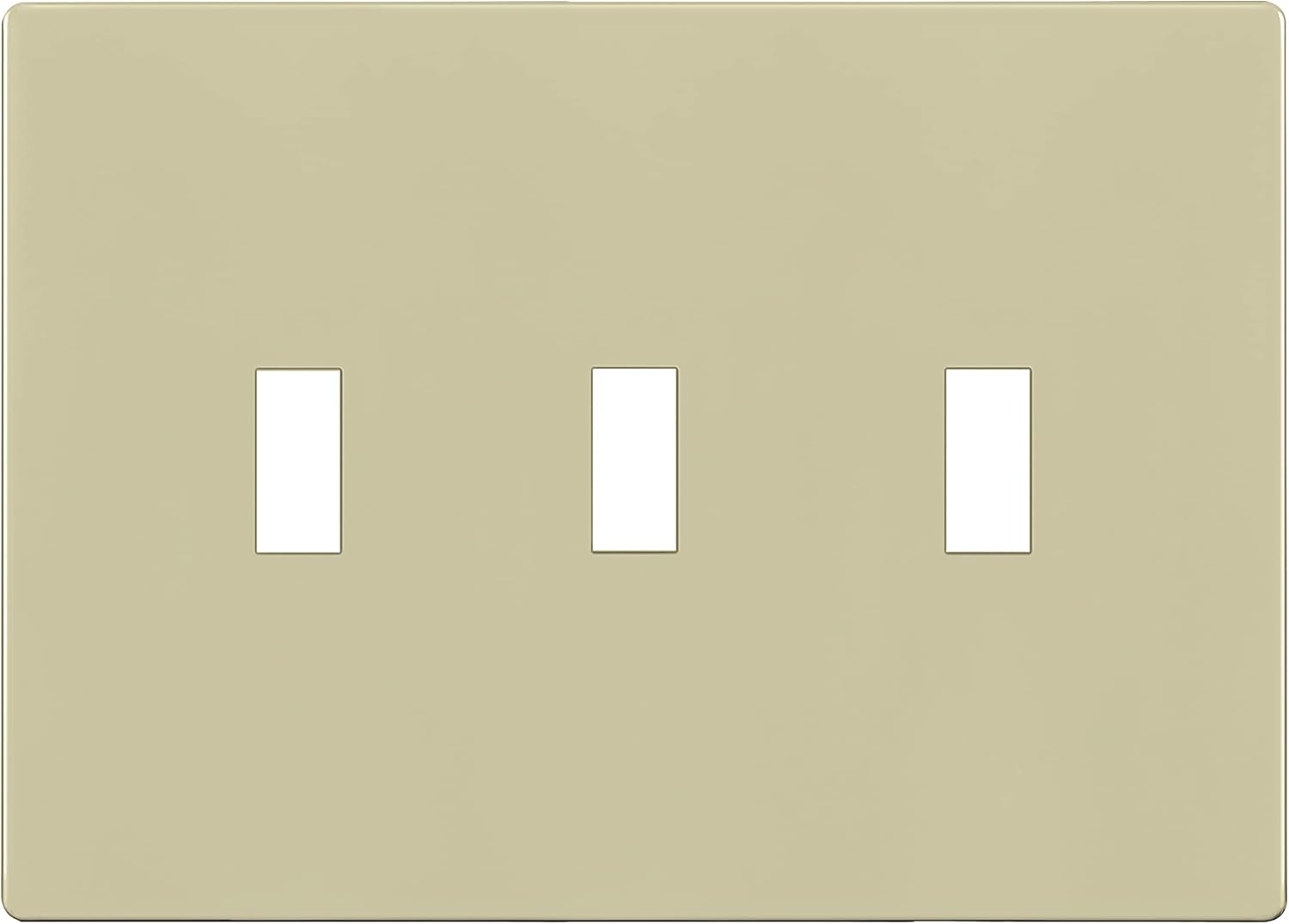 ENERLITES Screwless Triple Toggle Switch Wall Plate, Child Safe Light Switch Cover, Standard Size 3-Gang 4.68" x 6.53", Unbreakable Polycarbonate Thermoplastic, UL Listed, SI8813-I, Glossy, Ivory