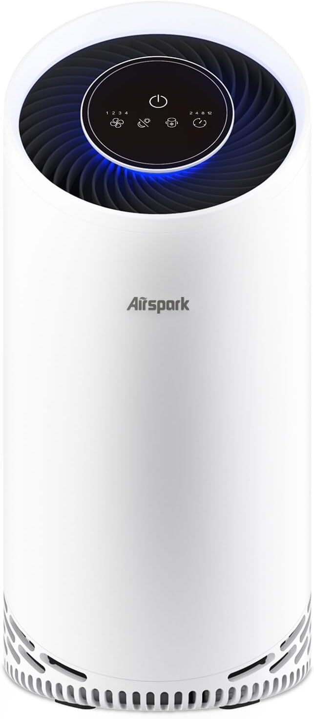 Air Purifiers for Home Large Room Bedroom Up to 2400 Ft² with 4-Stage Ture HEPA. Airspark Air Filter Captures 99.99% Dust Smoke Pollen Daner. Air Cleaner for Pet Hair Odor Eliminator 22dB Night Light