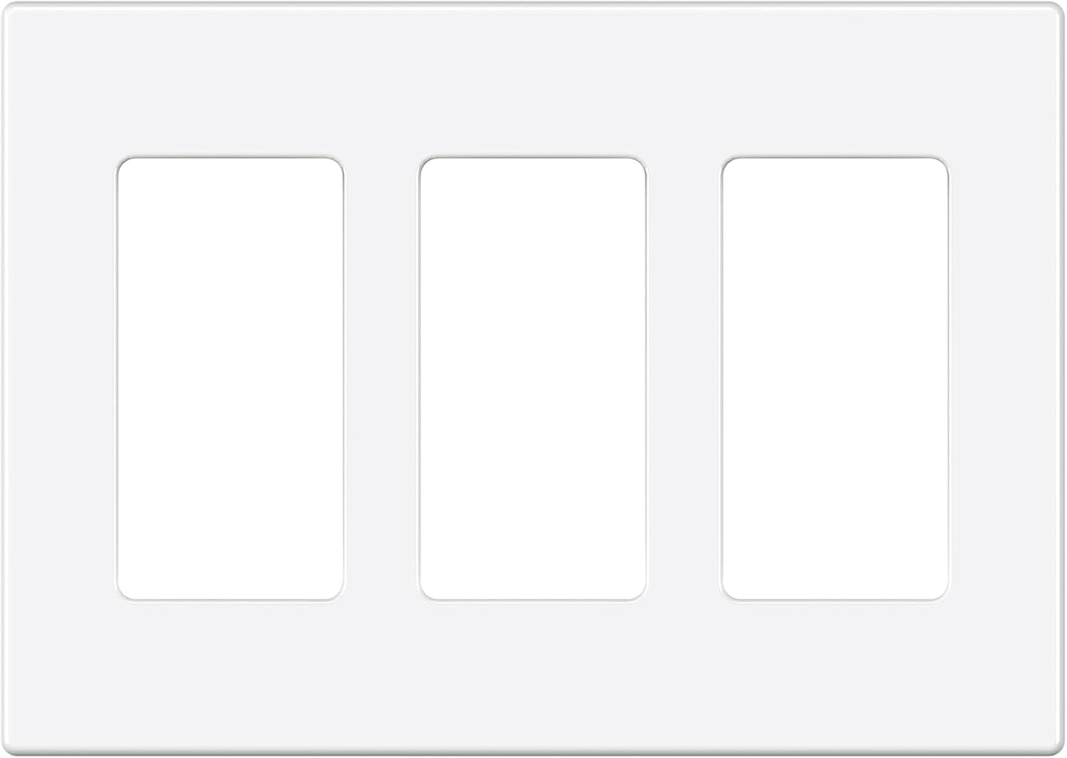 EMITEVER 3-Gang Screwless Decorator Wall Plate Cover for Receptacle Outlet & Light Switch, Standard Size 4.53"H x 6.38"W, Unbreakable Thermoplastic Faceplate, UL Listed, Matte White 1-Pack