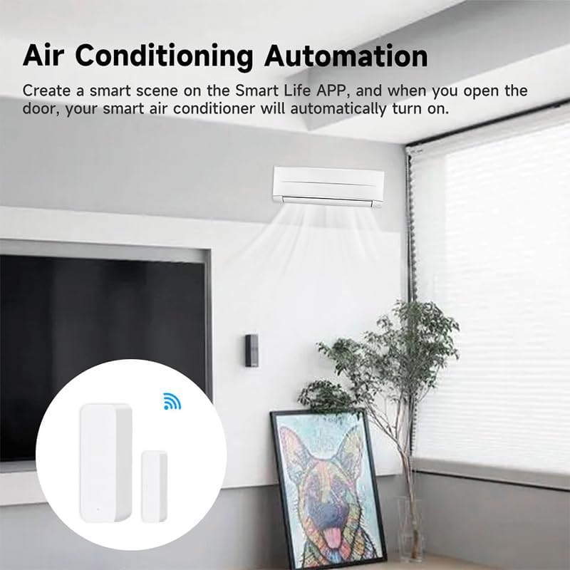 WiFi Door Window Sensor,Smart Door Open/Closed Detector with App Alert,Wireless Entry Detector Sensor Alarm for Home Security&Automation (4Pack)