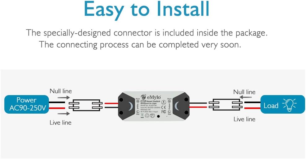 Yasorn WiFi Smart Switch eMylo Wireless Relay Light Switch Tuya Remote Control Module 2.4Ghz WiFi Home Automation Timer Switch Compatible with Alexa Echo Google Home 4 Pack