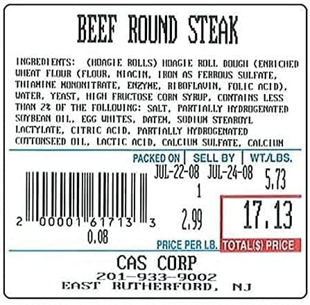 VisionTechShop LST-8020 Printing Scale Label, 58 x 60 mm, UPC/Ingredients 12 Rolls of 500 Labels