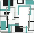 Geometric Turquoise Black Gray Modern Abstract Boho Outlet Covers 1 Toggle 1 Rocker Combination Decorative Wall Plate Electrical Switch Plates Light Switch Cover Plate for Office Nursery Decor
