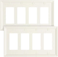 2-Pack Quad Decorator Outlet Cover Plate, Light Almond Modern Decorative Switch Plates and Outlet Covers, Natural Bamboo Fiber Wall Plates for Electrical Outlets