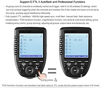 Godox XPro-C E-TTL Wireless Flash Trigger Transmitter for Canon EOS HSS 1/8000s TTL-Convert-Manual Function Large LCD Screen Slanted Design 11 Customizable Functions 5 Dedicated Group Buttons