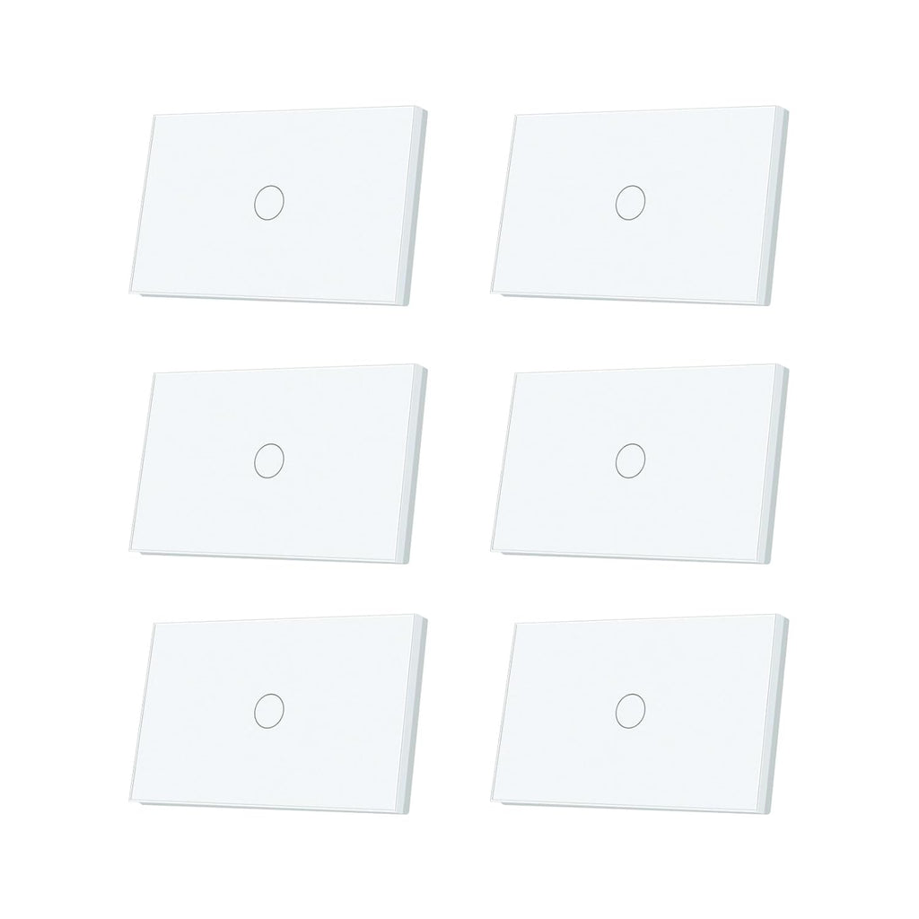 2 Way Light Switch 118X72X34MM No Neutral Wire, Wall Touch Switch 1000W, Tempered Glass Panel, FCC, White 1 Gang
