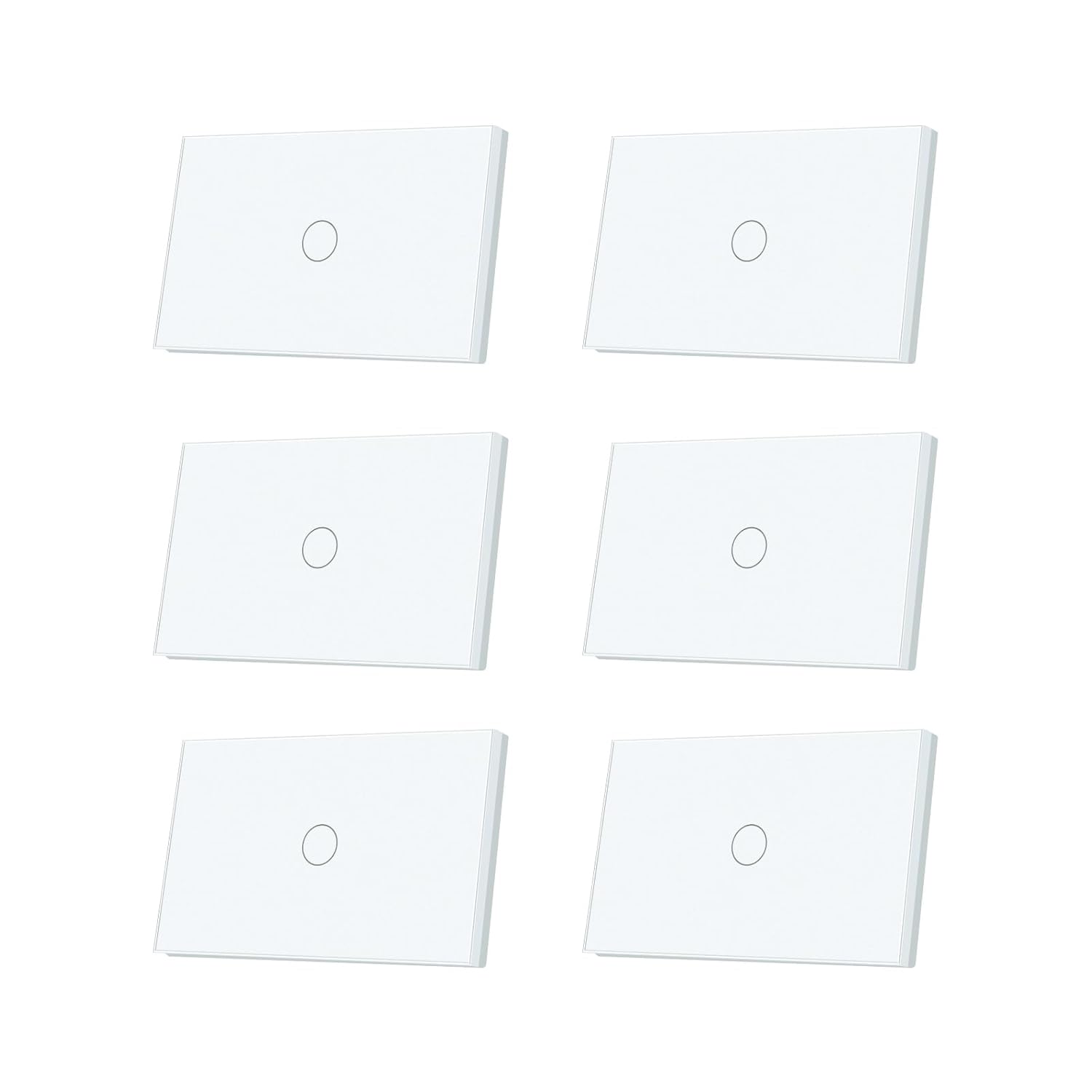 2 Way Light Switch 118X72X34MM No Neutral Wire, Wall Touch Switch 1000W, Tempered Glass Panel, FCC, White 1 Gang