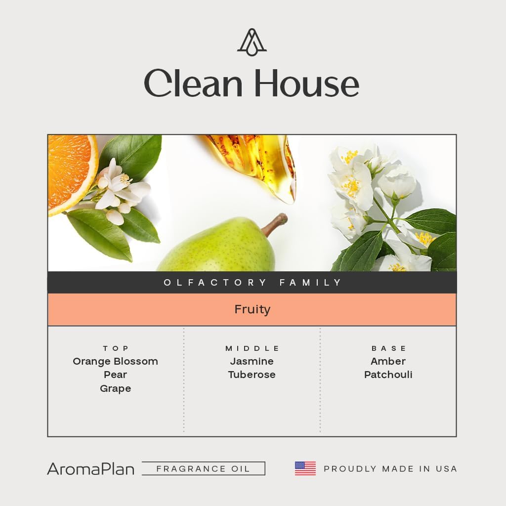 AromaPlan Scents, Clean Smelling Essential Oils, Clean House (16 Fl Oz /473ml)-Fresh Scent Essential Oil for Diffuser, USA Fragrance, Bigger Bottle, Bolder Aroma & Longer Lasting