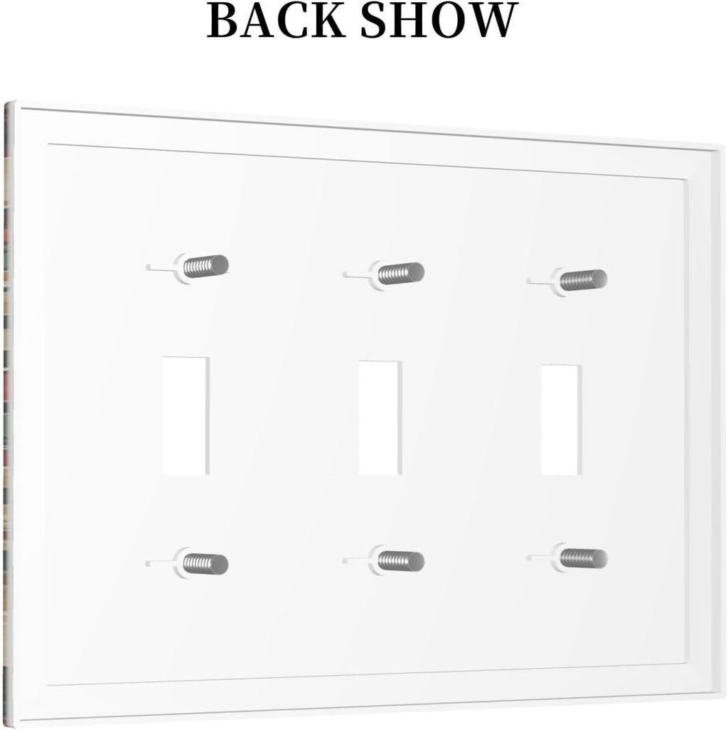 Decorative Switch Plates Southwest Rustic American Indian Aztec Boho 3 Gang Wall Plate Triple Toggle Light Switch Cover Faceplate Electrical Wall Panels for Bed Room living Room Decor