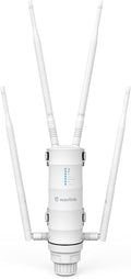 WAVLINK AC1200 Outdoor WiFi Extender, 2025 Long Range Dual Band 2.4GHz+5GHz Weatherproof WiFi Access Point with POE, High Power Signal Booster, Router/AP/Repeater Mode, 4x7dBi Antennas for Home & Yard