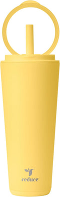 REDUCE Halo 32 oz Stainless Steel Vacuum Insulated Tumbler - Spill Proof Travel Mug with Flip Handle Lid - Keeps Drinks Cold for 32 Hrs - Dishwasher Safe - Cupholder Friendly - Pineapple