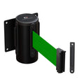 Crowd Control Warehouse - CCW Series WMB-120 Fixed Wall Mount Retractable Belt Barrier - 11 Foot, Green Belt with Black Steel Case