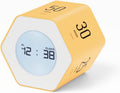 Mooas Multi-Hexagon Clock Cube, Digital Clock, Pomodoro Timer with Backlight 12/24H Count up & Countdown, Flip Timer, Various Time Presets - Ideal for Classroom, Gym, Office (Yellow)