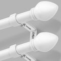 Curtain Rods for Windows 16 to 120 inches, Curtain Rod Max Adjustable Length to 132 in, Drapery Rod 1 inch Diameter with Modern Knobs Finials (White, 16" to 120" - Set of 2)