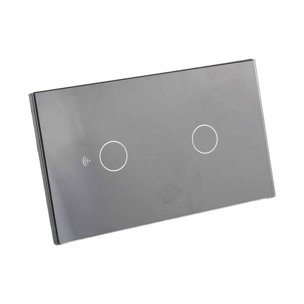 aqxreight WiFi Touch Panel 2 Gang Light Switch for Home with Remote Control and Voice Compatibility in Black