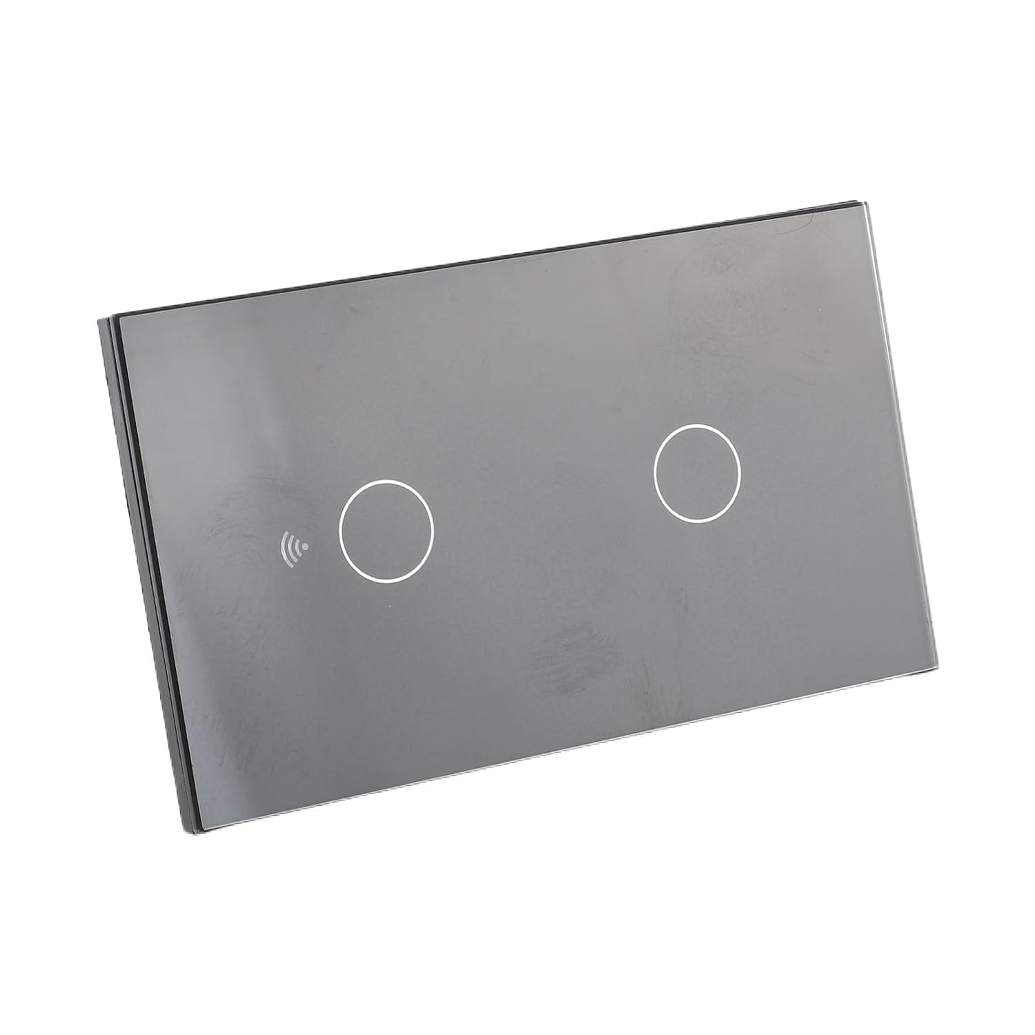 aqxreight WiFi Touch Panel 2 Gang Light Switch for Home with Remote Control and Voice Compatibility in Black