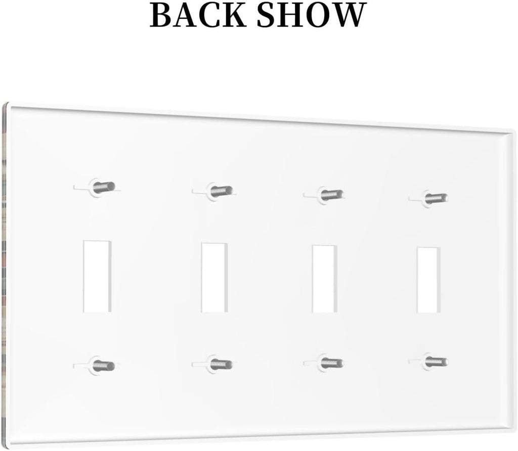 Light Switch Covers Southwest Rustic American Indian Aztec Boho Quad Toggle Electrical Faceplate 4 Gang Wall Plate Decorative Switch Plates for Bed Room living Room Decor
