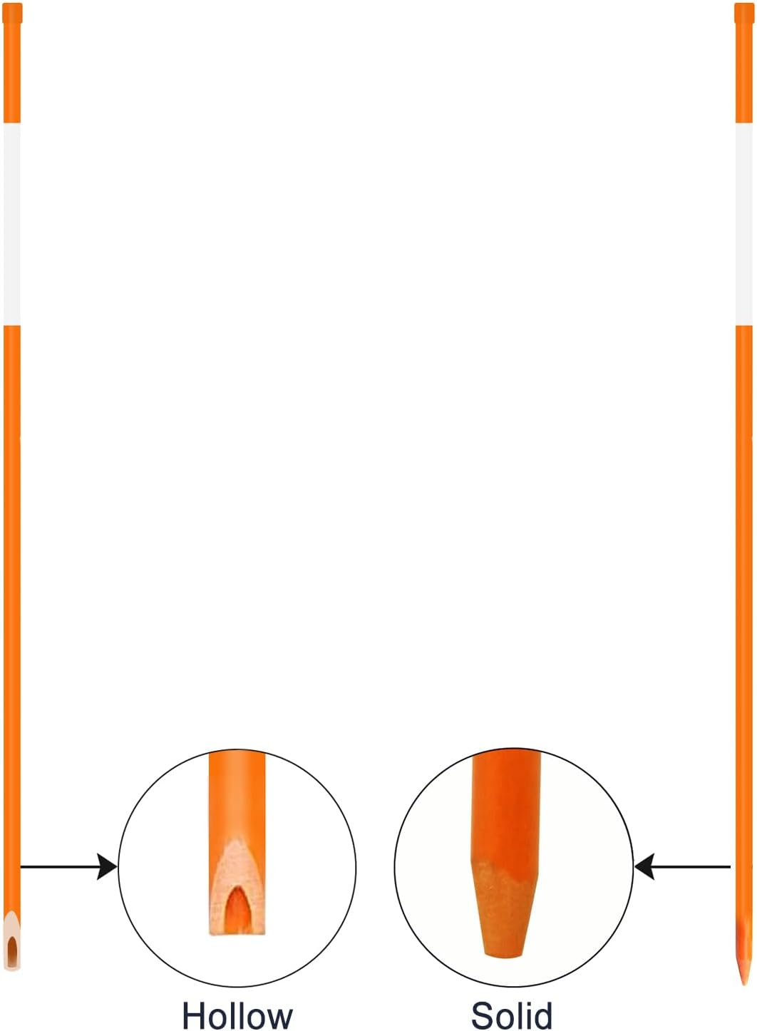 FiberMarker 24-Inch Reflective Driveway Markers Driveway Poles for Easy Visibility at Night 5/16 Inch Diameter Orange, 50 Pack (Hollow Tube)