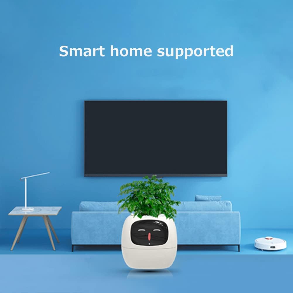 Intelligent Flower Pot, Electronic Bud, Maintenance Plant Assistant, Fun Interactive Flower Pot, Indoor Green Planting Monitoring, LCD Screen Display, Cell Phone APP Connection (White)