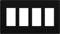 LIDER Matte Finish Quadruple Decorator Switch Cover, Screwless Wall Plate, Mid-Size 4-Gang 4.88" x 8.58", Polycarbonate Thermoplastic, UL Listed, LSWP-34M-BK, Black