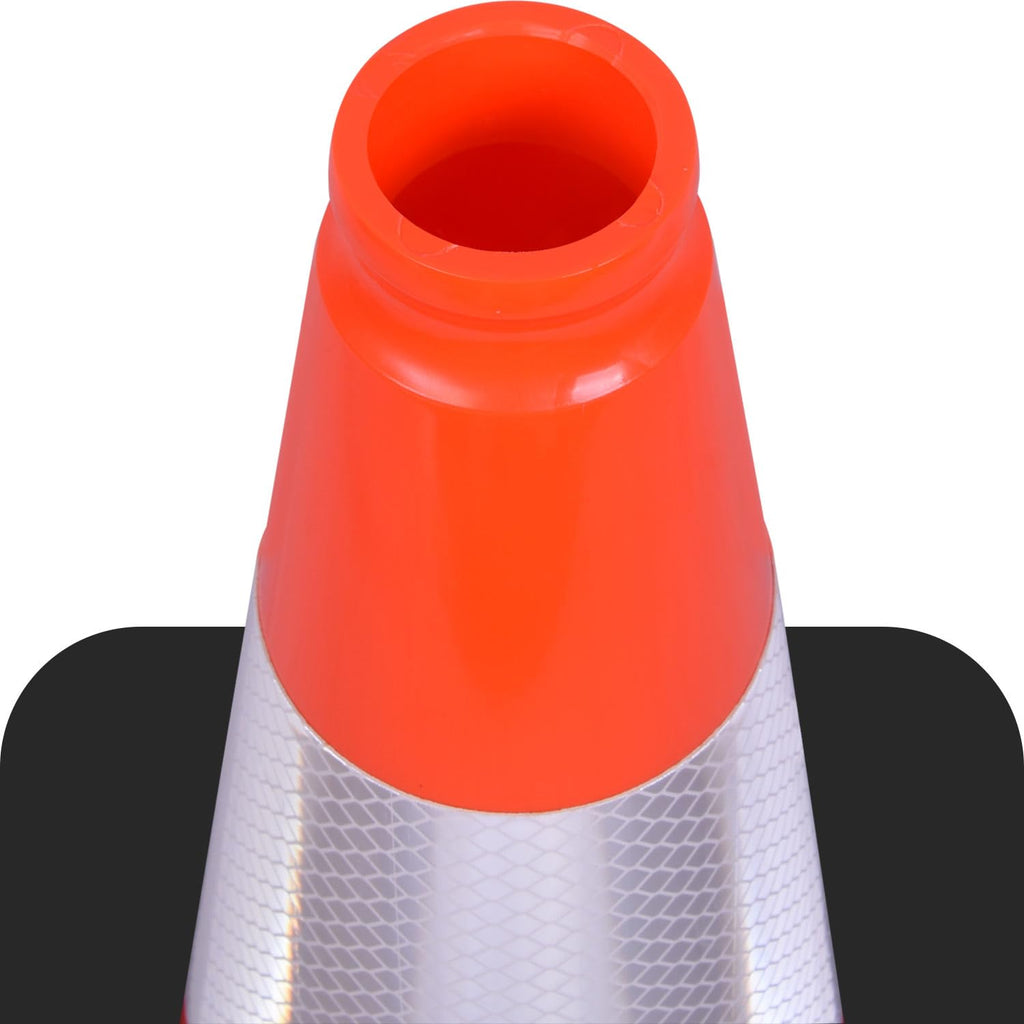 6 Pack 18" Inch Orange PVC Traffic Cones with Heavy-Duty Base, High-Visibility All-Weather Safety Cones for Road Construction, Parking Lot, and Garage Use (6, Orange, 18" Medium)