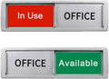 Office In Use/Available Magnetic Door Sign - 7"x2" Privacy Slider, Non-Scratch Status Indicator for Conference Rooms, Home Offices, Restrooms - Silver