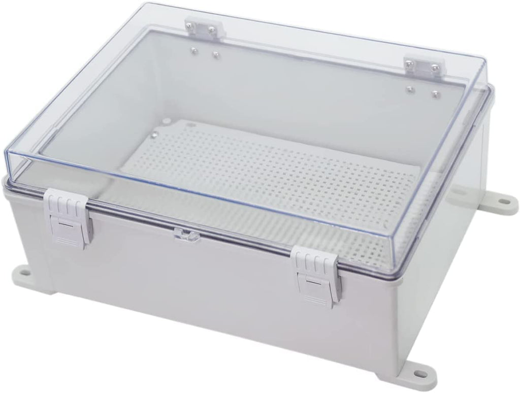 Co. ABS Waterproof IP67 15.75" x 19.68" x 7.87" Clear Cover Hinged Electronics Box with Mounting Plate, Bracket