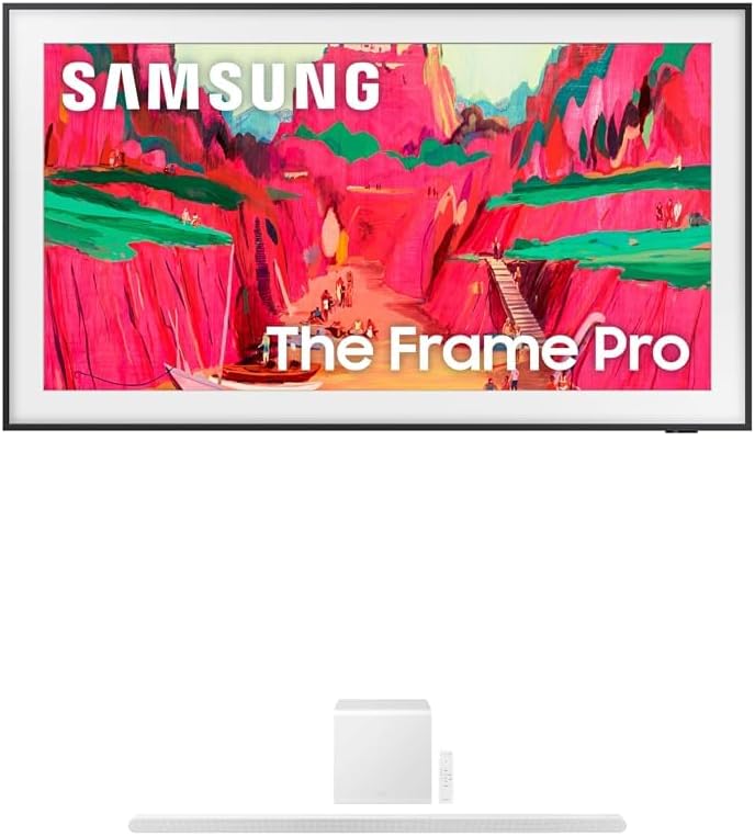Samsung 65-Inch Class The Frame Pro LS03FW 4K Neo QLED Mini LED Smart TV (2025 Model) Modern Frame Design + Samsung S801D 3.1.2ch Soundbar w/Wireless Dolby Atmos Audio, HW-S801D/ZA