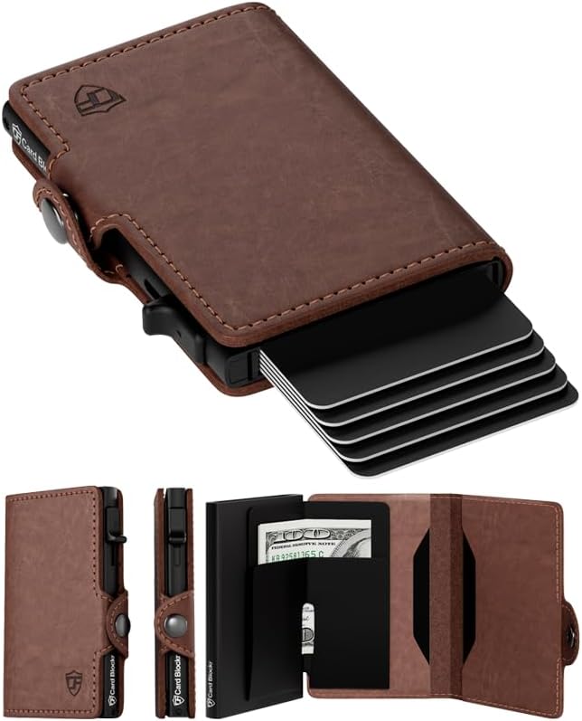 Conceal Plus Mens Wallet Credit Card Holder, Smart Pop Up RFID Wallet, Slim Minimalist Leather Front Pocket Card Case, Compact Travel Wallet RFID Blocking, Holds 4-6 Standard Cards Plus Cash & ID