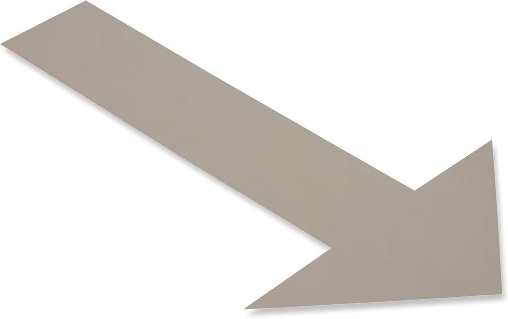Mighty Line Solid Arrows Directional Sticker Sign Floor Marking Tape for Safety, Caution, Warning, Heavy-Duty, Peel and Stick, Adhesive, Industrial Quality, Gray, 10" by 6", Pack of 50