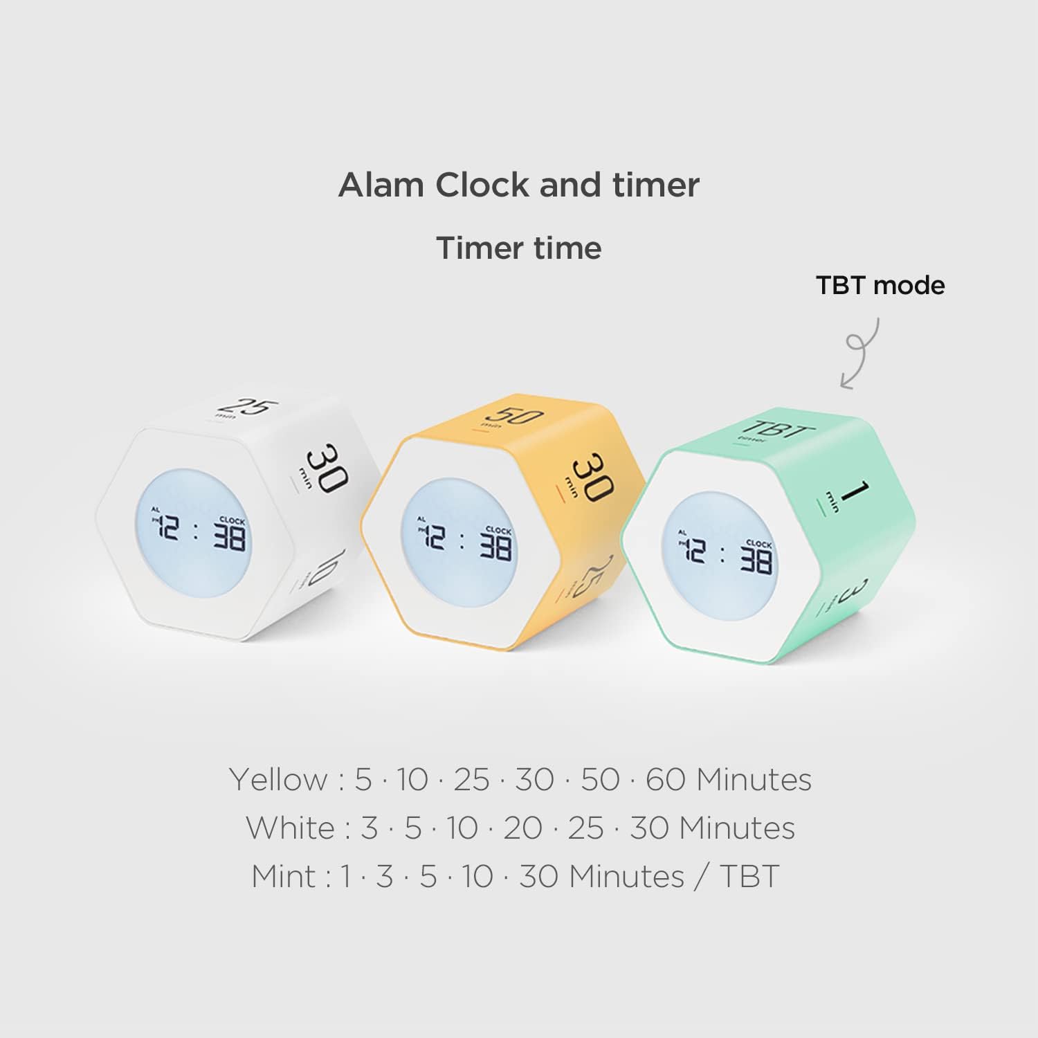 mooas Multi-Hexagon Clock Cube, Digital Clock, Pomodoro Timer, Backlit Display 12/24H Mode Count up & Countdown Timer, Rotating Various Time Presets for Classroom, Gym, Kitchen (Mint)