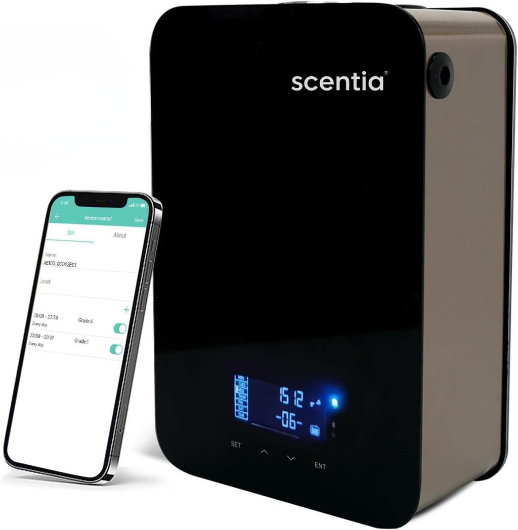 Smart Bluetooth HVAC System with App Control Scent Diffuser | Waterless Diffuser for Home, Office, Large Room, Studio, Yoga,| Coverage Upto 2000 Sq.ft | Scentia CASA SC 2000 Black