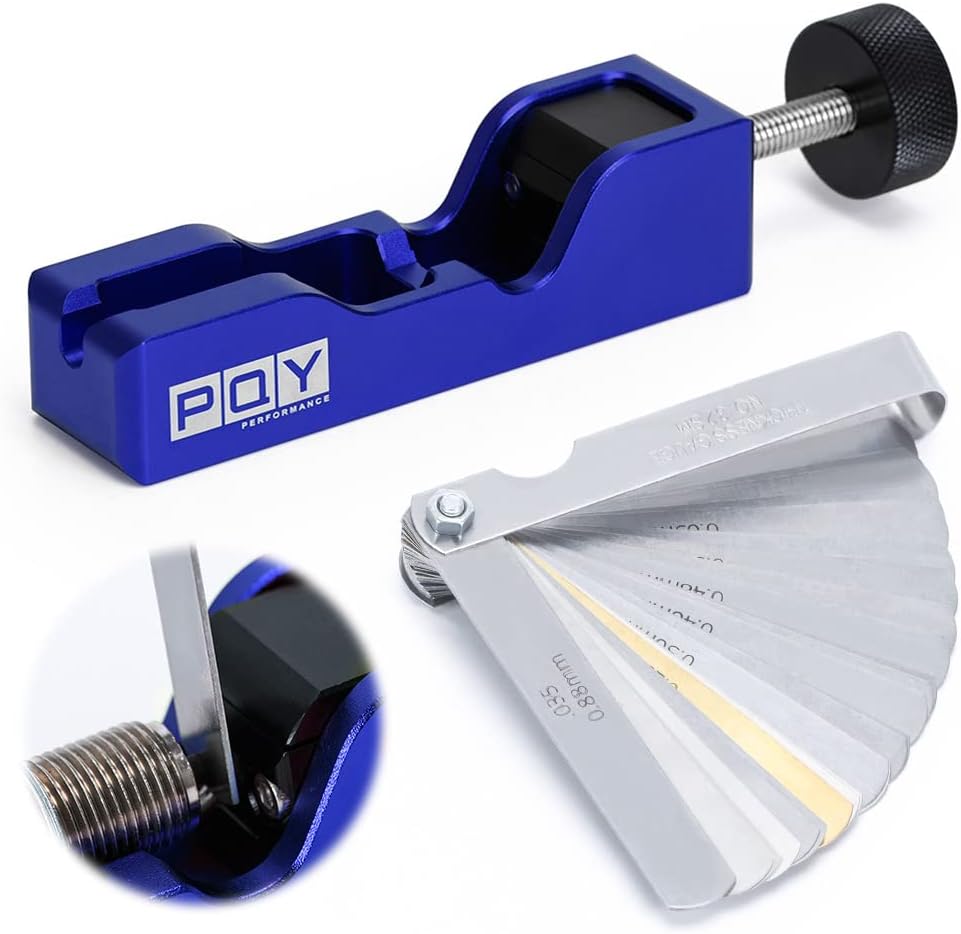 Universal Spark Plug Gap Tool with 32 Blades Steel Feeler Gauge for Most 10mm 12mm 14mm 16mm Spark Plugs Blue