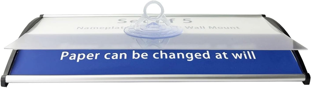 2 Pcs Aluminum Office Name Plate Holder for Door Wall Mount 8'' x 4'' Business Sign Holder Office Door Sign Sturdy Curved with Adhesive Tape and Plastic Film Included, Paper Inserts NOT Included