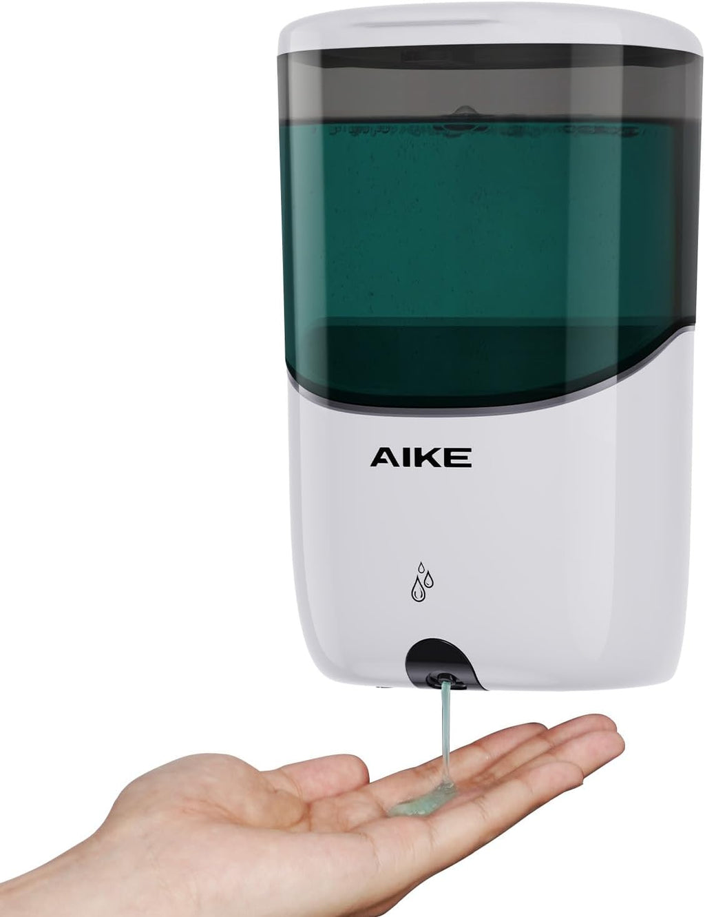 AIKE Wall Mount Automatic Soap Dispenser for Liquid Soap Battery Operated White, Model AK1216